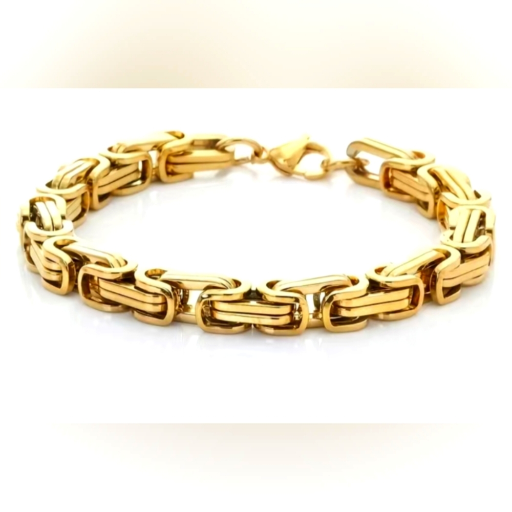 Men's 18K Gold Bracelet Stainless Steel Fashion Chain NWT 8.5"